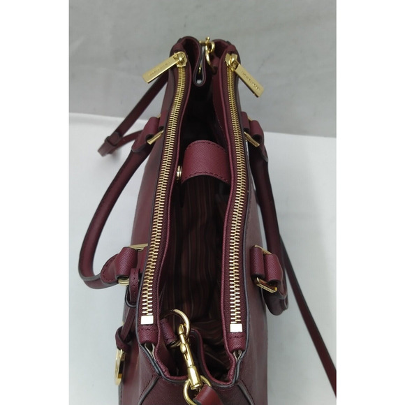 Michael Kors Sutton Maroon Leather Python Detail Carryall Satchel Shoulder Bag - Picture 10 of 16